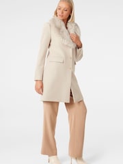 Forever New Cream Lucinda Short Faux Fur Collar Coat - Image 4 of 5