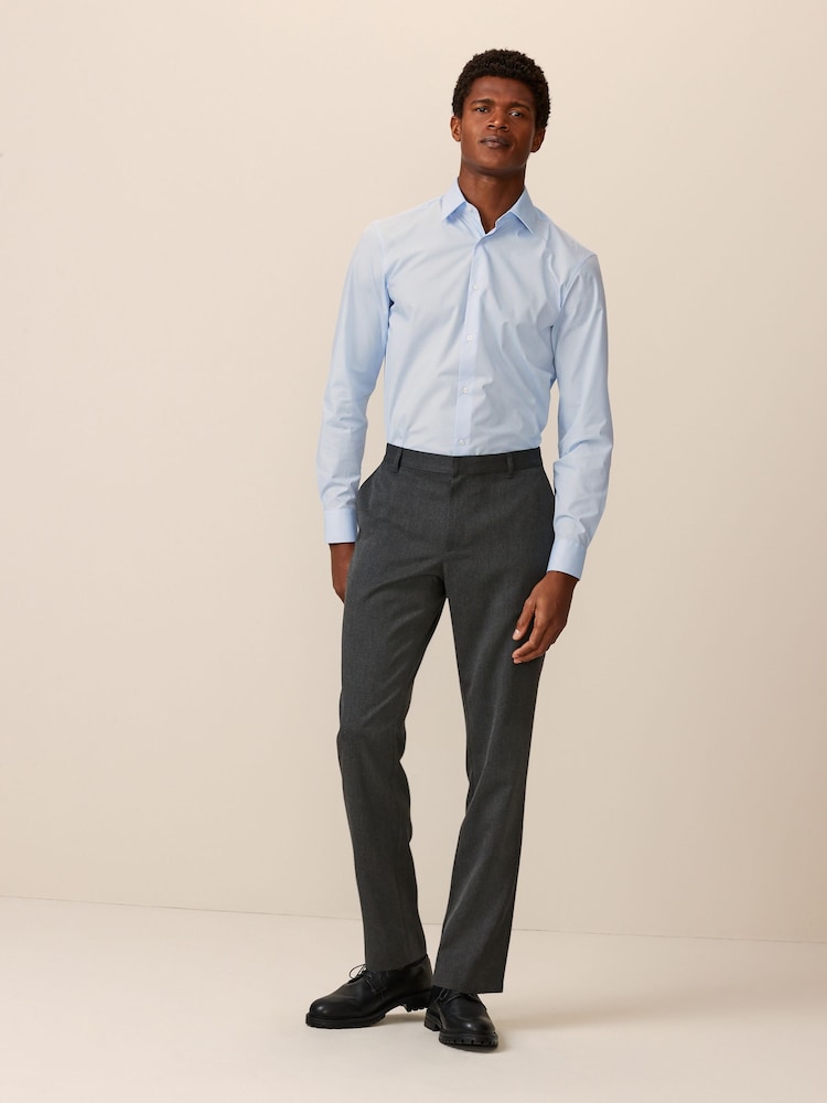 Grey Slim Fit Plain Front Smart Trousers - Image 2 of 10