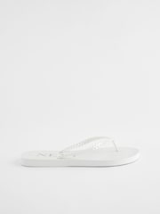 White Pearlised Plaited Flip Flops - Image 2 of 5