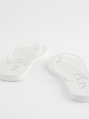 White Pearlised Plaited Flip Flops - Image 3 of 5