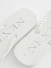 White Pearlised Plaited Flip Flops - Image 4 of 5