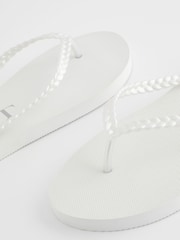 White Pearlised Plaited Flip Flops - Image 5 of 5