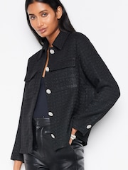 Black Boucle Shacket - Image 1 of 7