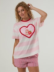 Skinnydip Pink Strawberry Shortcake Stripe T-Shirt - Image 1 of 5