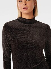 Forever New Black Marina Velvet High Neck Top - Image 5 of 5