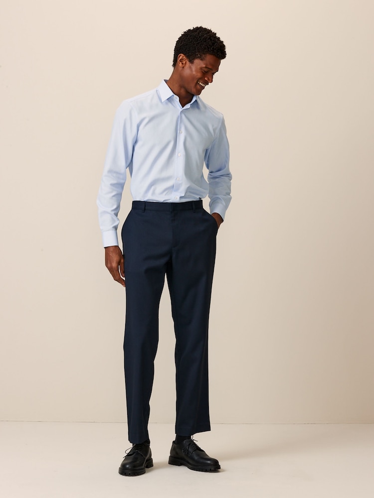 Marineblau/blau - Reguläre Passform - Elegante Hose ohne Bundfalte - Bild 2 von 9