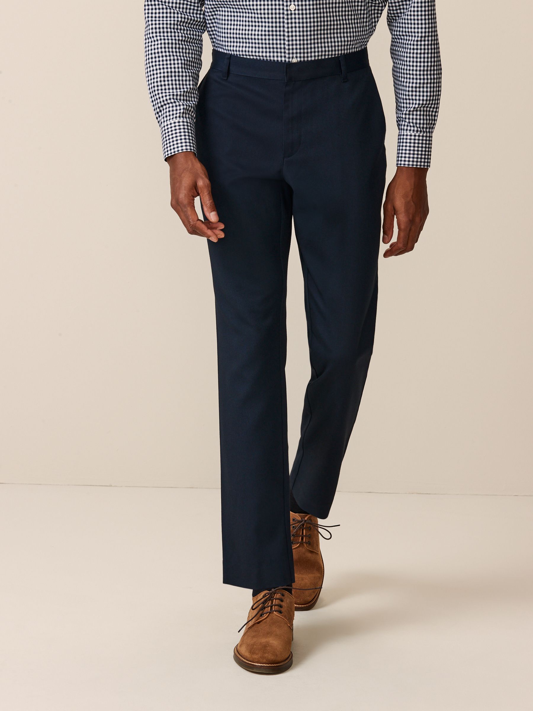 Buy Navy Blue Slim Fit Plain Front Smart Trousers from Next