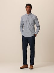 Navy Blue Slim Fit Plain Front Smart Trousers - Image 2 of 10