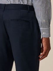 Navy Blue Slim Fit Plain Front Smart Trousers - Image 6 of 10