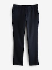 Navy Blue Slim Fit Plain Front Smart Trousers - Image 7 of 10