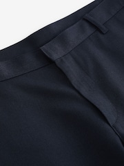 Navy Blue Slim Fit Plain Front Smart Trousers - Image 8 of 10