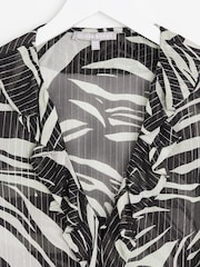 Oliver Bonas Metallic Stripe Frill V-Neck Black Blouse - Image 3 of 5
