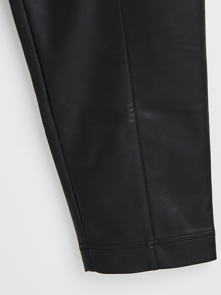 Oliver Bonas Black Faux Fur Leather Tapered Leg Trousers - Image 8 of 8 Oliver Bonas Black Faux Fur Leather Tapered Leg Trousers - Image 8 of 8
