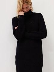 Oliver Bonas Black Roll Neck Knitted Jumper Dress - Image 1 of 8