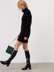 Oliver Bonas Black Roll Neck Knitted Jumper Dress - Image 3 of 8