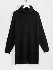 Oliver Bonas Black Roll Neck Knitted Jumper Dress - Image 4 of 8