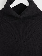Oliver Bonas Black Roll Neck Knitted Jumper Dress - Image 6 of 8