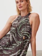 Oliver Bonas Black Sparkle Stripe Halter Neck Mini Dress - Image 2 of 8