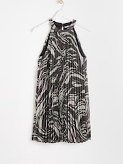 Oliver Bonas Black Sparkle Stripe Halter Neck Mini Dress - Image 4 of 8