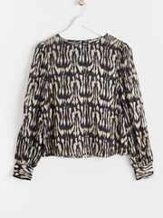 Oliver Bonas Natural Animal Metallic Gold Blouse - Image 4 of 8