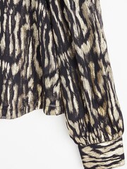 Oliver Bonas Natural Animal Metallic Gold Blouse - Image 8 of 8