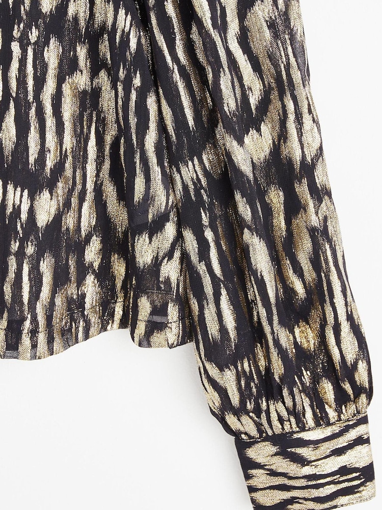 Oliver Bonas Natural Animal Metallic Gold Blouse - Image 8 of 8 Oliver Bonas Natural Animal Metallic Gold Blouse - Image 8 of 8
