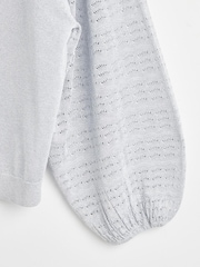 Oliver Bonas Silver Sparkle Stitch Sleeve Knitted Top - Image 6 of 8