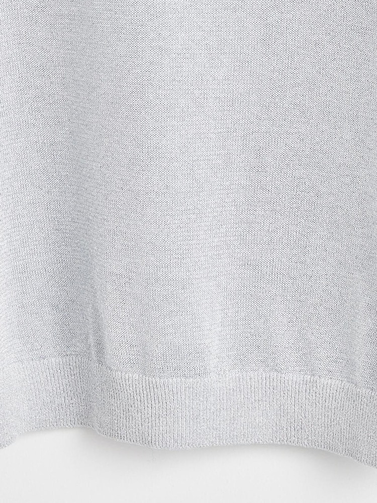 Oliver Bonas Silver Sparkle Stitch Sleeve Knitted Top - Image 8 of 8