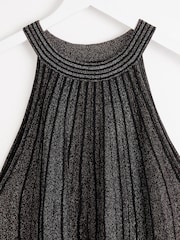 Oliver Bonas Black/Copper Sparkle Stripe Halter Neck Shift Dress - Image 6 of 8