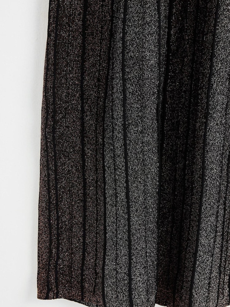 Oliver Bonas Black/Copper Sparkle Stripe Halter Neck Shift Dress - Image 8 of 8