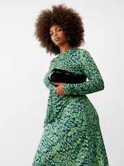 Oliver Bonas Green Animal Swirl Midi Dress - Image 1 of 8