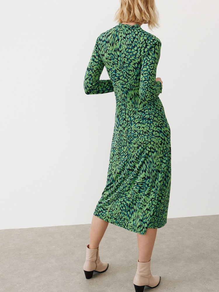 Oliver Bonas Green Animal Swirl Midi Dress - Image 2 of 8