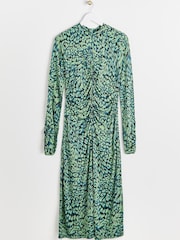 Oliver Bonas Green Animal Swirl Midi Dress - Image 4 of 8