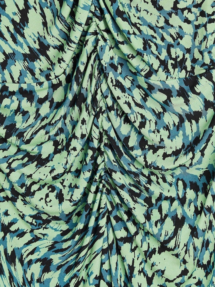 Oliver Bonas Green Animal Swirl Midi Dress - Image 8 of 8