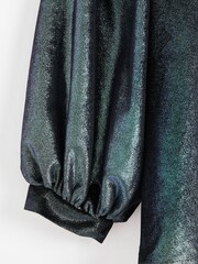 Oliver Bonas Green Iridescent Green Velvet Long Sleeve Top - Image 8 of 8