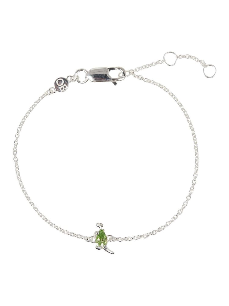 Oliver Bonas Green Tyra T Rex Peridot Silver Tone Chain Bracelet - Image 1 of 4