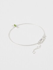 Oliver Bonas Green Tyra T Rex Peridot Silver Tone Chain Bracelet - Image 3 of 4