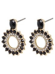 Oliver Bonas Black Sunburst Circular Drop Mirri Stud Earrings - Image 1 of 5