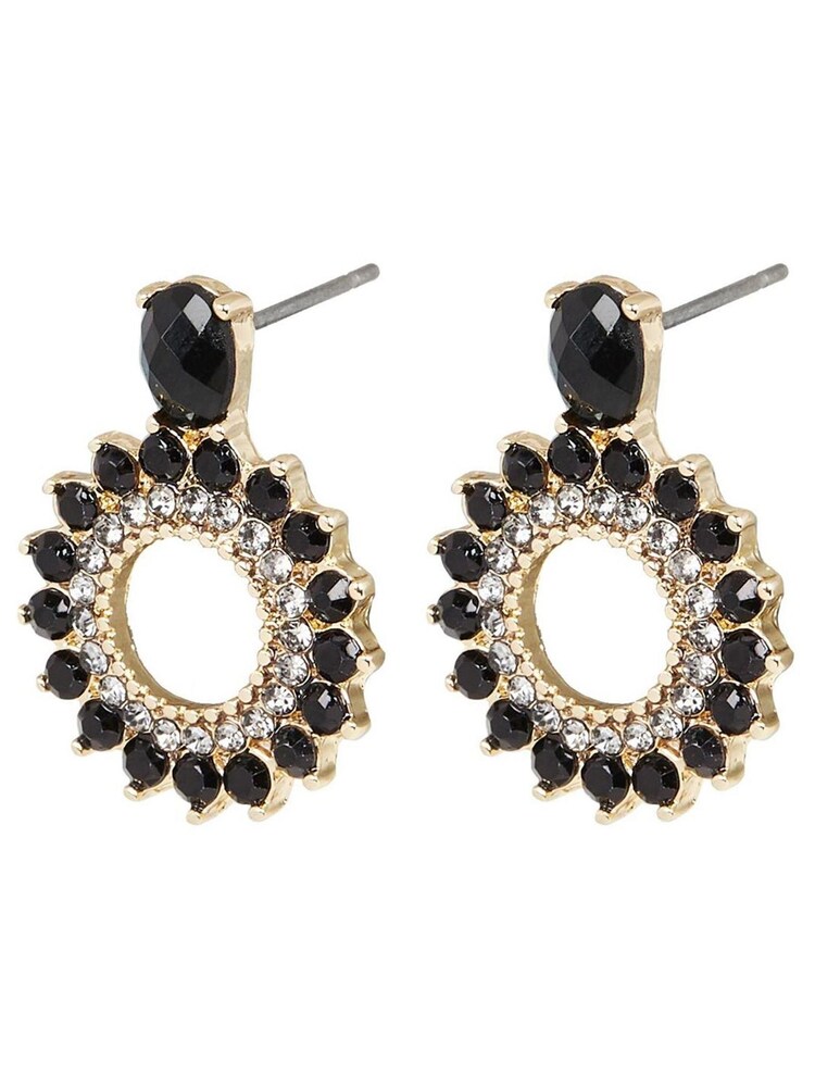 Oliver Bonas Black Sunburst Circular Drop Mirri Stud Earrings - Image 1 of 5 Oliver Bonas Black Sunburst Circular Drop Mirri Stud Earrings - Image 1 of 5