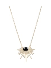 Oliver Bonas Black Twisted Bar Fan and Gem Detail Necklace - Image 1 of 4