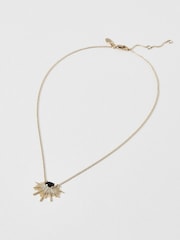 Oliver Bonas Black Twisted Bar Fan and Gem Detail Necklace - Image 2 of 4