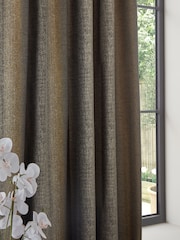 Black/Bronze Gold Metallic Stripe Wave Header Lined Curtains - Image 3 of 5
