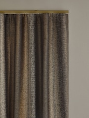 Black/Bronze Gold Metallic Stripe Wave Header Lined Curtains - Image 4 of 5