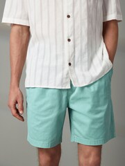 Aqua Blue Washed Cotton Elasticated Waist Shorts - Image 5 of 10