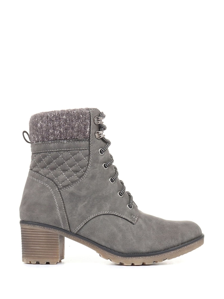 Pavers Grey Pavers Lace-Up Ankle Black Boots - Image 1 of 5