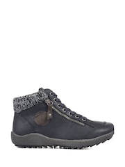Pavers Blue Knitted cuff Lace up Ankle Boots - Image 1 of 5