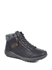 Pavers Blue Knitted cuff Lace up Ankle Boots - Image 2 of 5