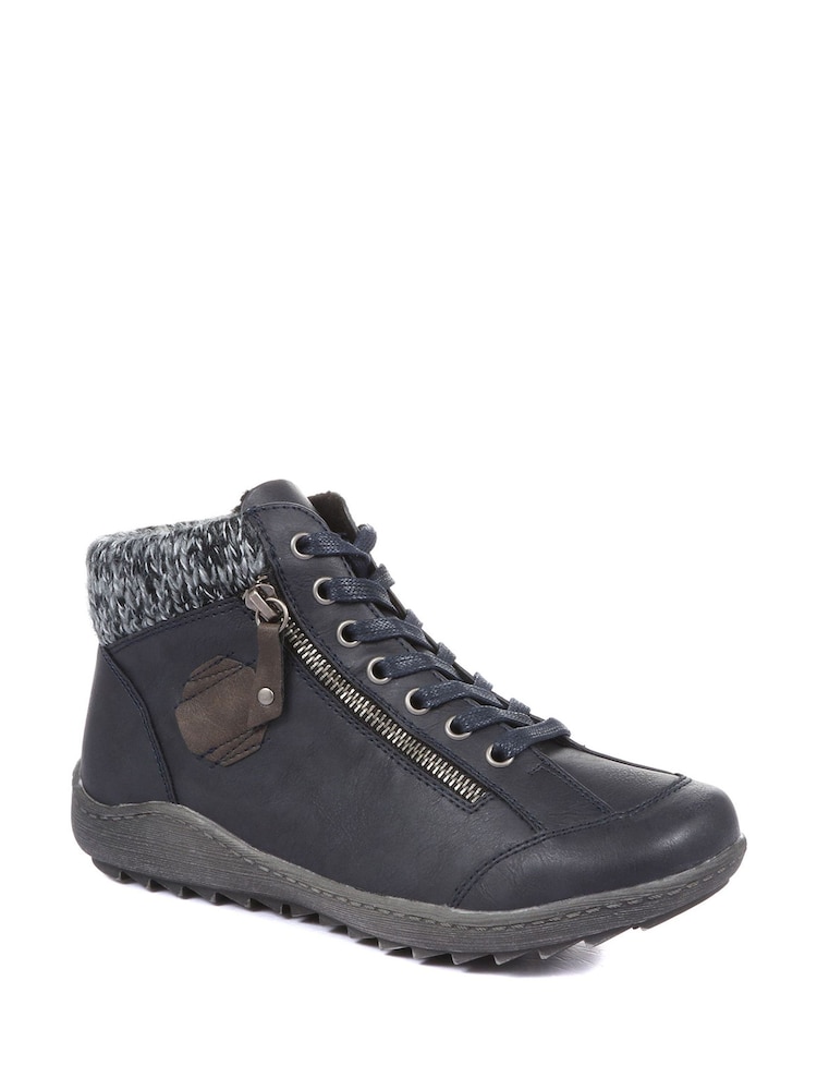 Azul - Pavers Knitted cuff Lace up Ankle Boots - Imagen 2 de 5 Azul - Pavers Knitted cuff Lace up Ankle Boots - Imagen 2 de 5