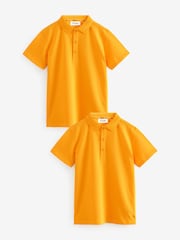 Clarks Yellow Boys Short Sleeve School Polo Shirts 2 Pack - Image 1 of 5