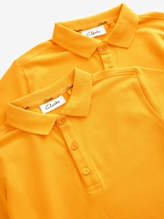 Clarks Yellow Boys Short Sleeve School Polo Shirts 2 Pack - Image 4 of 5